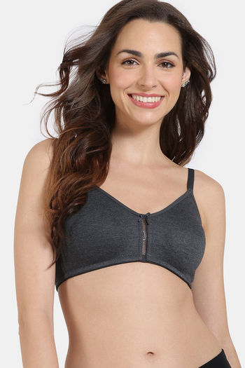 Buy Zivame Double Layered Non Wired 3/4th Coverage Bra - Anthra Melange